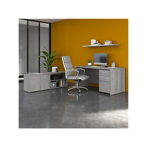 Bush Business Furniture Studio C 60"W Office Desk, Storage Return, and Mobile File Cabinet Bundle, Platinum Gray (STC042PGSU)