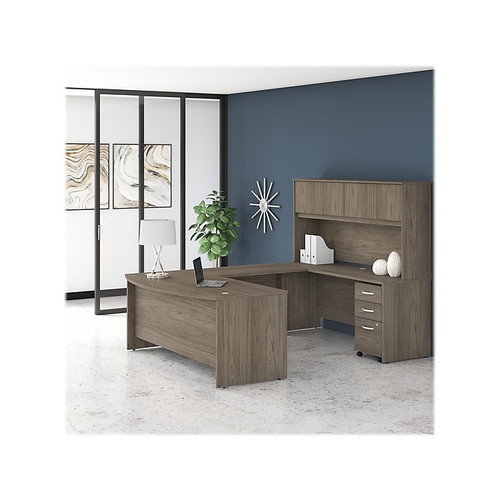 Bush Business Furniture Studio C 72" W U Shaped Computer Desk, Hutch and Mobile File Cabinet Bundle, Modern Hickory (STC003MHSU)