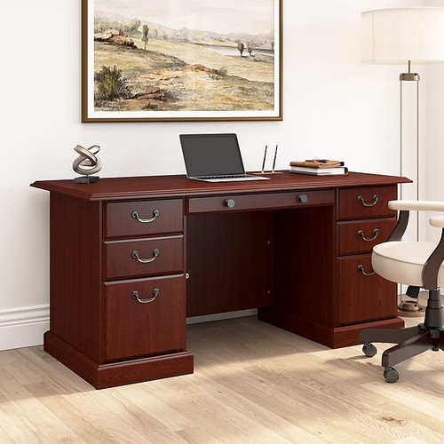 Bush Business Furniture Arlington Executive Desk with Drawers, Harvest Cherry (WC65566-03K)