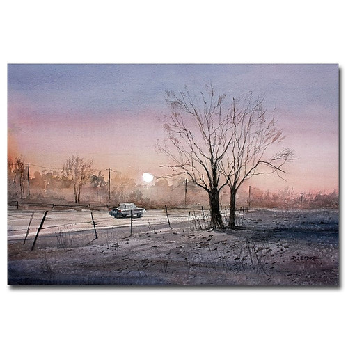 Trademark Fine Art Ryan Radke 'Highway 21 Sunrise' Canvas Art 30x47 Inches (65dd69eae8837636b11dd674_ud)