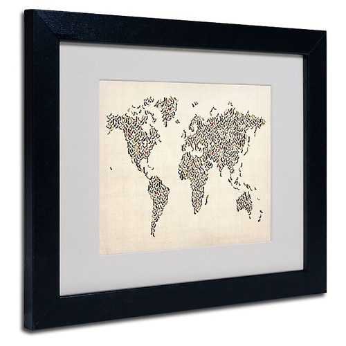 Trademark Fine Art Michael Tompsett 'Ladies Shoes World Map' Matted Art Black Frame 11x14 Inches (65dd69ebe8837636b11dd677_ud)