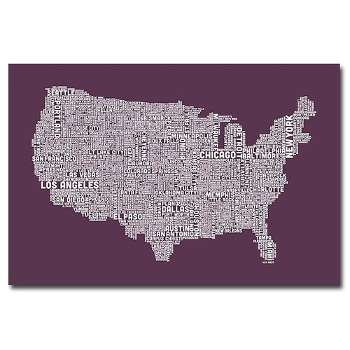 Trademark Fine Art Michael Tompsett 'US City Map IV' Canvas Art 30x47 Inches (65dd69fbe8837636b11dd6c9_ud)