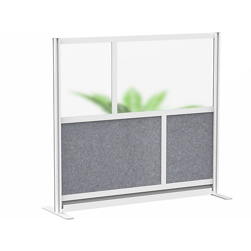 Luxor Modular Room Divider Starter Wall, 48"H x 53"W, Gray PET/Frosted Acrylic (MW-5348-FCG)