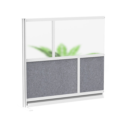 Luxor Modular Room Divider Add-On Wall, 48"H x 53"W, Gray PET/Frosted Acrylic (MW-5348-XFCG)