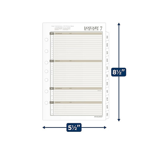 2024 AT-A-GLANCE 8.5" x 5.5" Weekly & Monthly Planner Refill Pages, White/Gray (481-285Y-24)