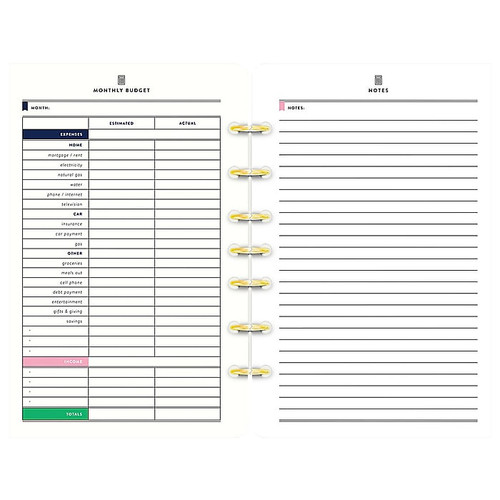 Undated AT-A-GLANCE 5.38" x 8.5" Refill, Emily Ley Budget, White (EL100O-033)