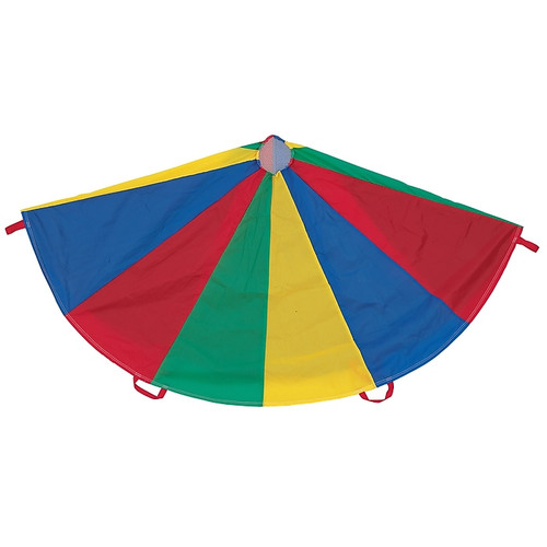 Nylon Parachute, 12' dia, 8 Handles, Rainbow (CHSNP12)