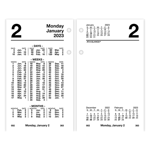 2023 AT-A-GLANCE 6" x 3.5" Financial Daily Desk Calendar Refill, White/Black (S170-50-23)