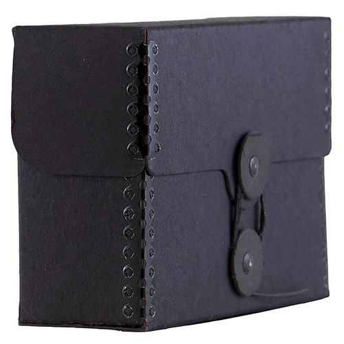 JAM Paper Kraft Portfolio with Button and String, Small Wide, 4 1/4 x 6 1/4 x 2, Black Recycled, Sold Individually (3536844)