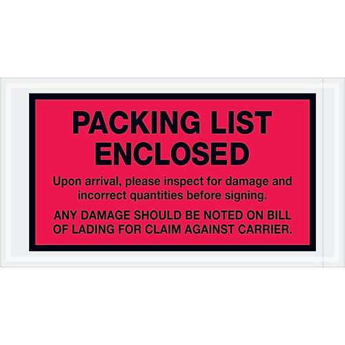 Tape Logic® "Packing List Enclosed" Envelopes, 5 1/2" x 10", Red, 1000/Case (PL469)