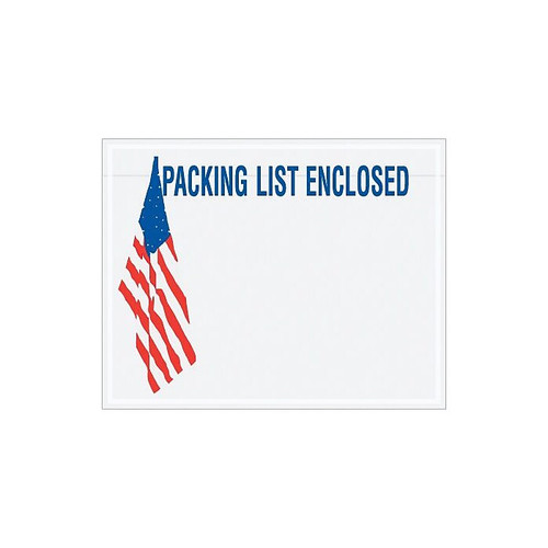 Packing List Envelope, 7" x 5 1/2" - U.S.A. Flag Panel Face, "Packing List Enclosed", 1000/Case (65dd6fbce8837636b11e137c_ud)