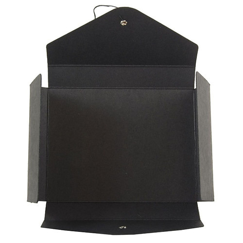 JAM Paper® Kraft Portfolio with Button and String, Small, 5 1/4 x 6 3/4 x 1, Black Recycled, Sold Individually (6170 202)