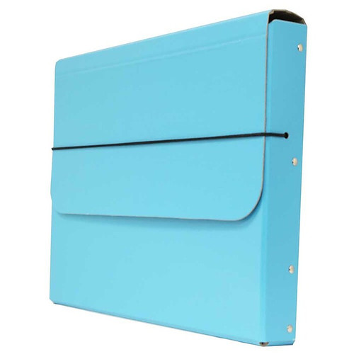 JAM Paper® Thick Portfolio File Carrying Case with Elastic Band, 10 x 1 1/4 x 13 1/4, Sky Blue, Sold Individually (154528516)