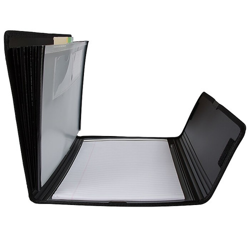 JAM PAPER Plastic Padfolio with Expanding File, Black (401038610)