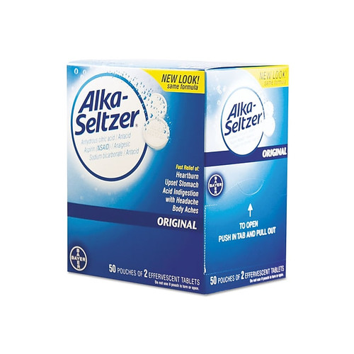 Alka-Seltzer Original 325 mg Aspirin Tablets, 2 Tablets/Packet, 50 Packets/Box (64039/7535-50)