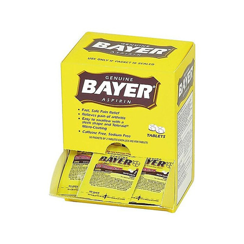 Bayer 325 mg Aspirin Tablets, 2 Tablets/Packet, 50 Packets/Box (7533-50X12-SBA)