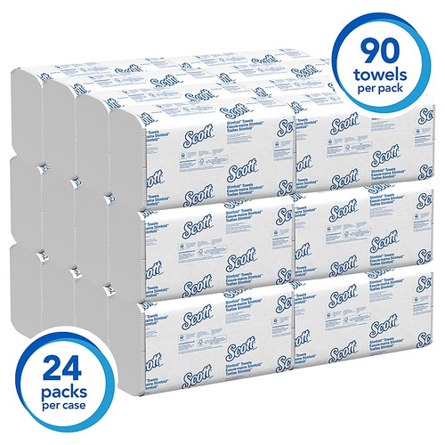 Scott Control Plus+ Slimfold Recycled Multifold Paper Towels, 1-ply, 90 Sheets/Pack, 24 Packs/Carton (04442)