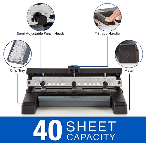 Swingline Heavy Duty 2-4 Hole Punch, Adjustable Centers, 40 Sheet Capacity (A7074450)