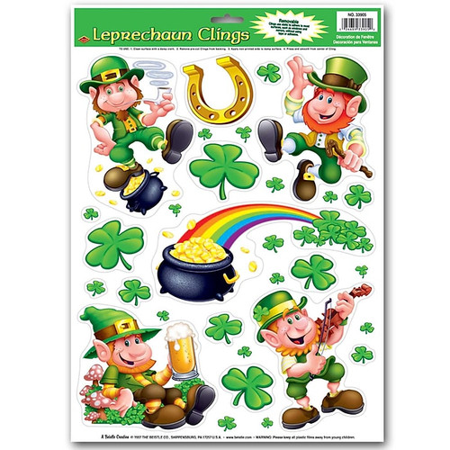 Beistle 12" x 17" Leprechaun/Shamrock Clings, 70/Pack (65dd7153e8837636b11e24b1_ud)
