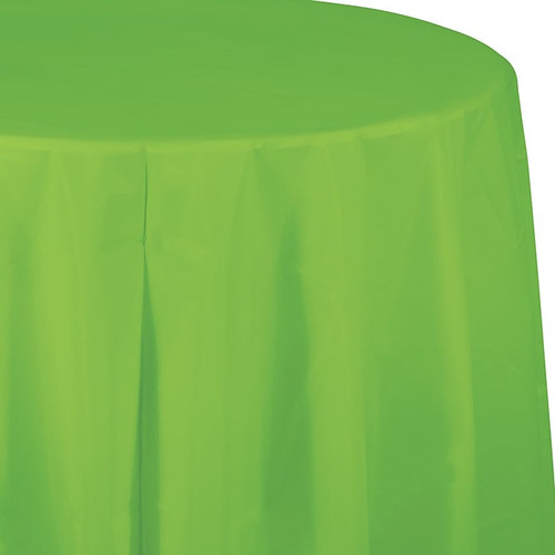 Creative Converting 82" Fresh Lime Green Round Plastic Tablecloths, 3 Count (DTC703123TC)