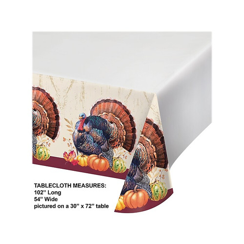 Creative Converting Thanksgiving Turkey Tablecloth, Multicolor, 3/Pack (DTC366874TC)