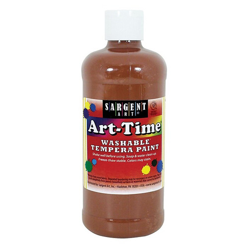 Sargent Art Art-Time Washable Tempera Paint, Brown, 16 oz., Pack of 12 (SAR173488-12)