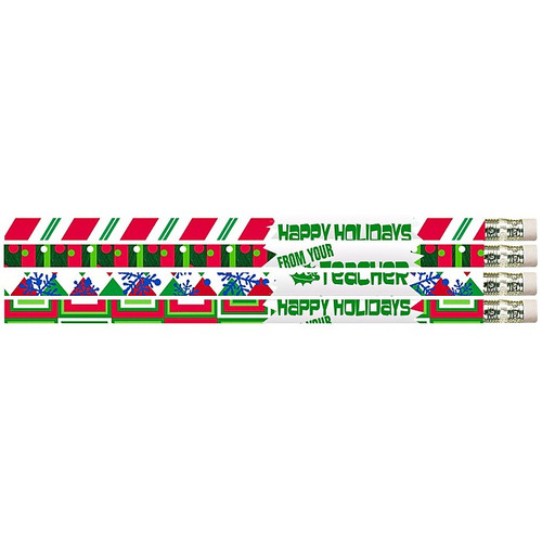 Happy Holidays from your Teacher Pencil, #2, 144/Box (65dd7477e8837636b11e37de_ud)
