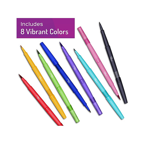 Paper Mate Flair DUAL Felt Pens, Twin Tip Point, Assorted Inks, 8/Pack (2181604)