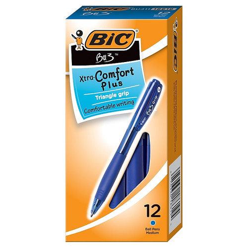 BIC Bu3 Retractable Ballpoint Pen, Medium Point, Blue Ink, Dozen (BU311BLU)