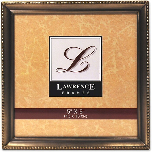 Lawrence Frames 5" x 5" Antique Brass Picture Frame, Bead Border Design (11455)