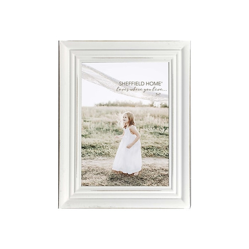 SHEFFIELD HOME 5" x 7" MDF Picture Frame, Distressed White (6X19-57A DSW)