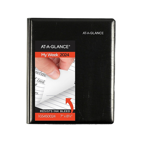 2024 AT-A-GLANCE DayMinder Executive 7" x 8.75" Weekly & Monthly Planner, Black (G546-00-24)