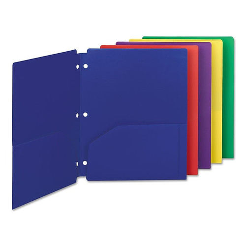 Smead® Campus.org® Poly Snap-In Two-Pocket Folder, 11 x 8 1/2, Assorted, 10/Pack (87939)