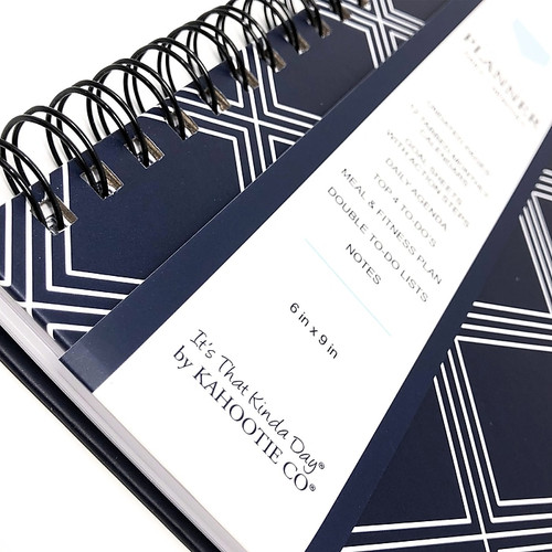 Kahootie Co Daily Planner For Your Busy Days, 6" x 9", Navy Diamonds (ITKDND)