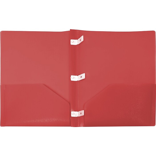 Storex 2-Pocket Poly Folder with Plastic Prongs, Red (50314U18C)