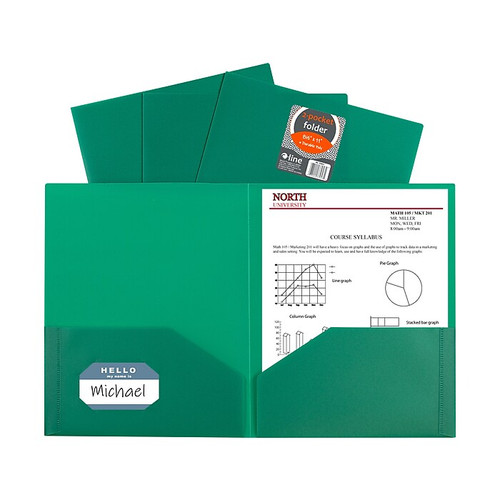 C-Line Heavy Duty 2-Pocket Portfolio Folder, Green (CLI33953)