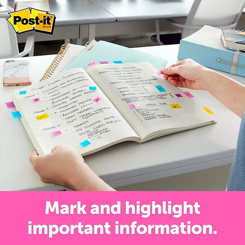 Post-it® Flags, .94" Wide, Alternating Electric Glow Collection, 60 Flags/Pack (680-EG-ALT)