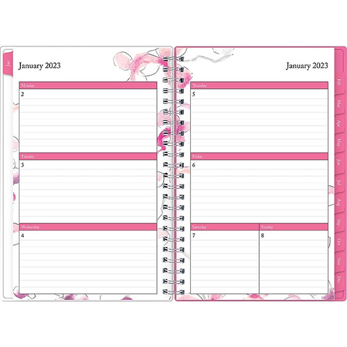 2023 Blue Sky Orchid 5" x 8" Weekly & Monthly Planner, White/Pink (137270-23)