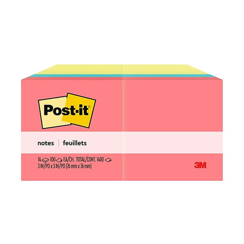 Post-it Notes, 3" x 3", Poptimistic Collection, 100 Sheet/Pad, 14 Pads/Pack (65414YWM)