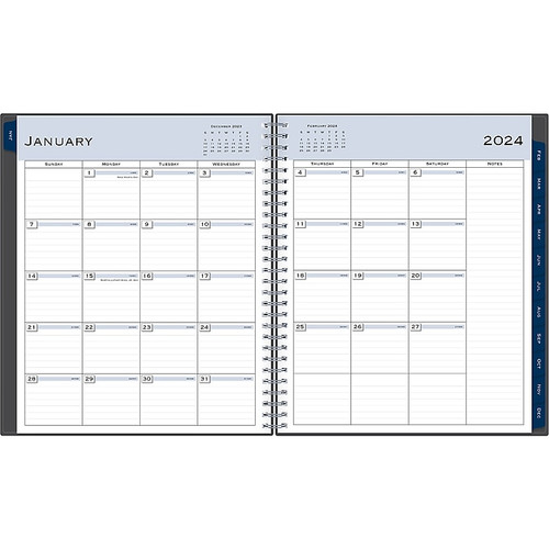2024 Blue Sky Passages 8" x 10" Monthly Planner, Charcoal Gray (100011-24)