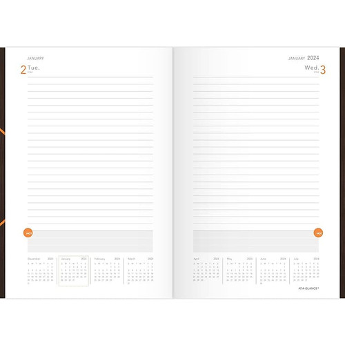 2024 AT-A-GLANCE Plan. Write. Remember. 5" x 8.25" Daily Planning Notebook, Brown (70-6201-30-24)