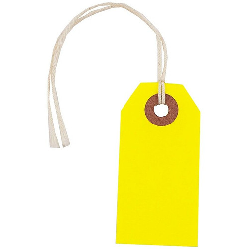 JAM Paper® Gift Tags with String, Tiny, 2 3/4 x 1 3/8, Neon Yellow, 10/Pack (91931050)