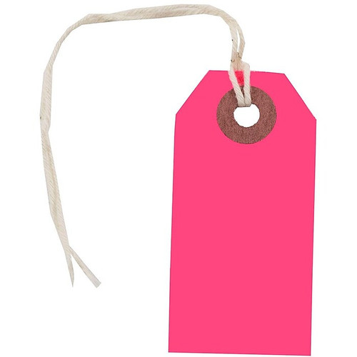 JAM Paper® Gift Tags with String, Tiny, 2 3/4 x 1 3/8, Neon Pink, 10/Pack (91931051)