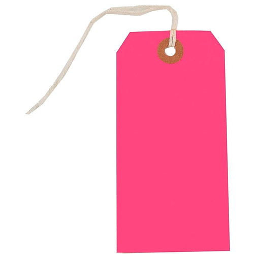 JAM Paper® Gift Tags with String, Medium, 4 3/4 x 2 3/8, Neon Pink, 10/Pack (91931041)