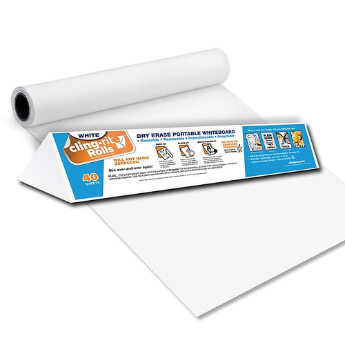 Cling-rite Removable Dry Erase Sheets Roll, 100' Roll, White (CGS1003CLINGRITE)