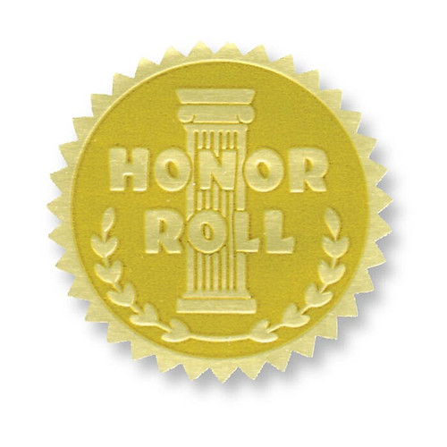 Hayes Publishing Gold Foil Embossed Seals, Honor Roll, 54 Per Pack, 3 Packs (H-VA370-3)