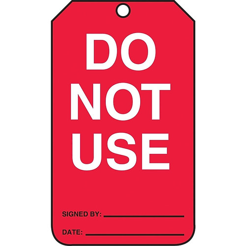 Accuform 5 3/4" x 3 1/4" PF-Cardstock Status Tags "DO NOT..", White/Black On Red, 25/Pack (MGT219CTP)