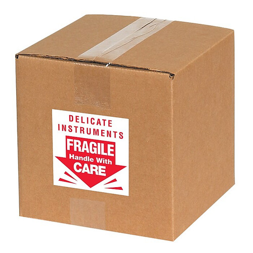Tape Logic Labels, "Delicate Instruments - Fragile", 3" x 3", Red/White, 500/Roll (65dd85dde8837636b11ed2c7_ud)