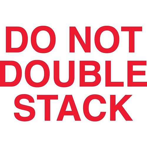 "Do Not Double Stack" Labels, White/Red, 5" x 3", 500/Rl (65dd865be8837636b11ed80e_ud)