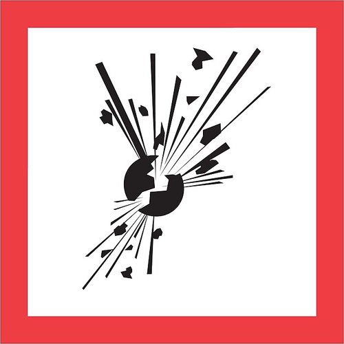 Tape Logic® Pictogram Labels, Exploding Bomb, 1" x 1", Black/Red/White, 500/Roll (DL4145)